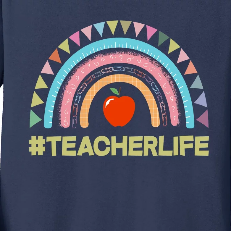 Cute Rainbow Teacher Life #teacherlife Kids Long Sleeve Shirt