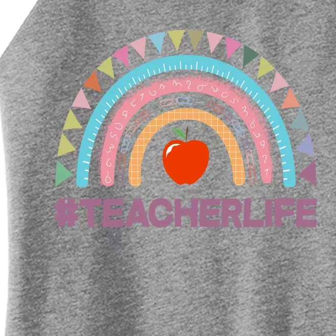 Cute Rainbow Teacher Life #teacherlife Women’s Perfect Tri Rocker Tank