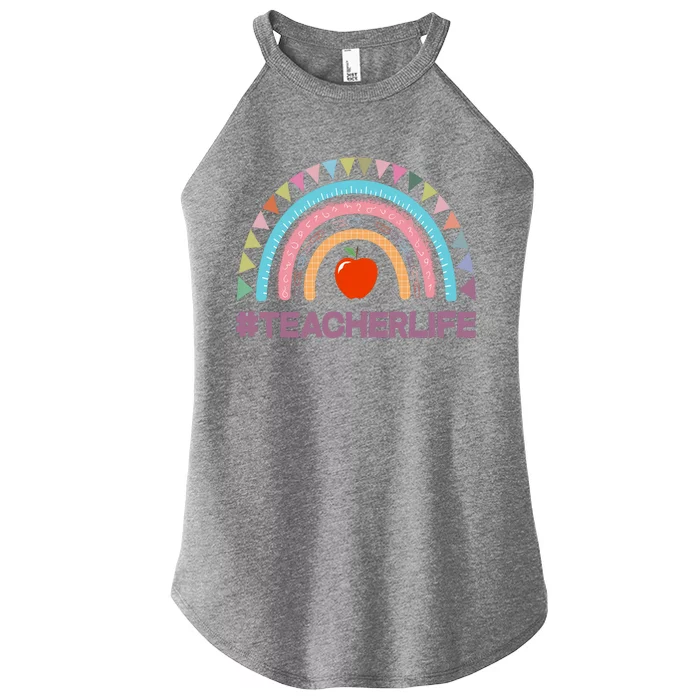 Cute Rainbow Teacher Life #teacherlife Women’s Perfect Tri Rocker Tank