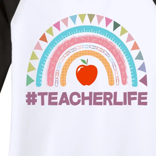 Cute Rainbow Teacher Life #teacherlife Women's Tri-Blend 3/4-Sleeve Raglan Shirt