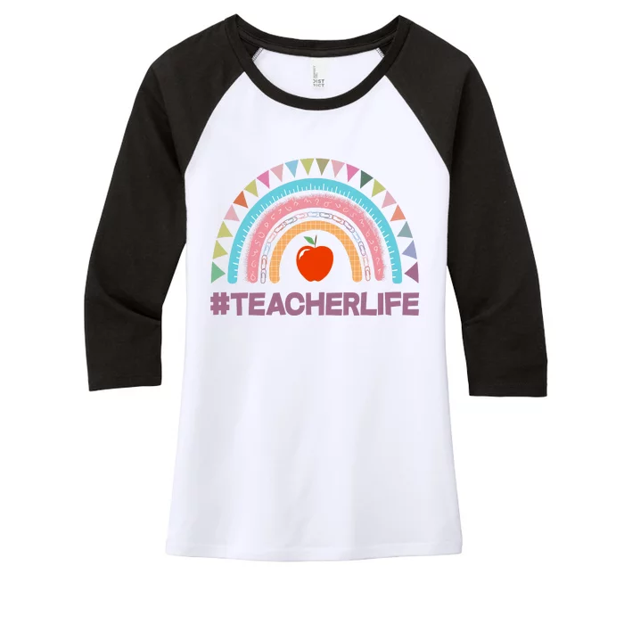 Cute Rainbow Teacher Life #teacherlife Women's Tri-Blend 3/4-Sleeve Raglan Shirt