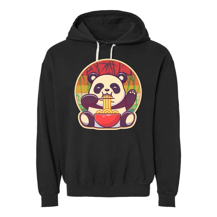 Cute Retro Ramen Noodle Panda Garment-Dyed Fleece Hoodie