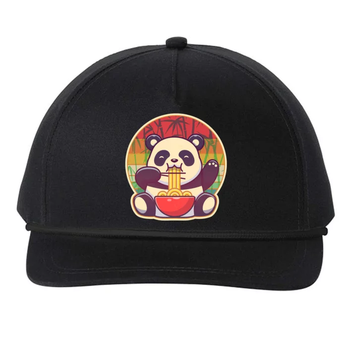 Cute Retro Ramen Noodle Panda Snapback Five-Panel Rope Hat