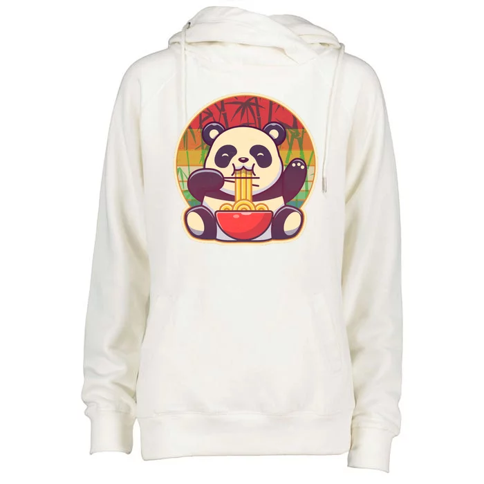 Cute Retro Ramen Noodle Panda Womens Funnel Neck Pullover Hood