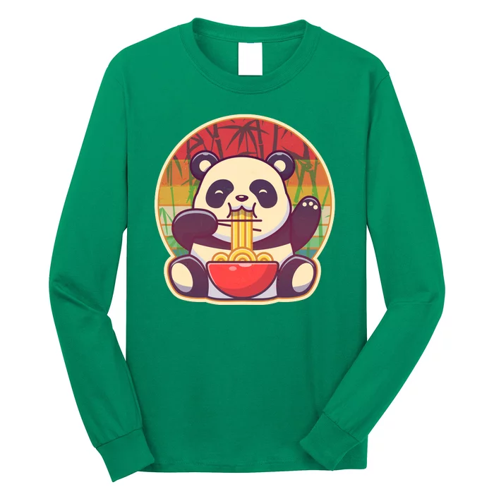 Cute Retro Ramen Noodle Panda Long Sleeve Shirt