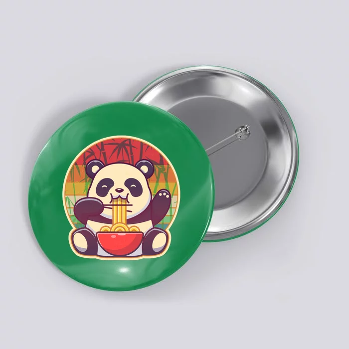 Cute Retro Ramen Noodle Panda Button