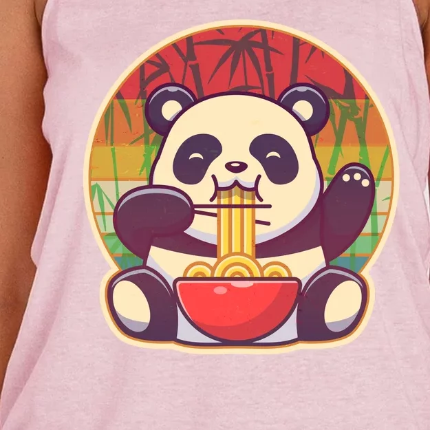 Cute Retro Ramen Noodle Panda Women's Knotted Racerback Tank