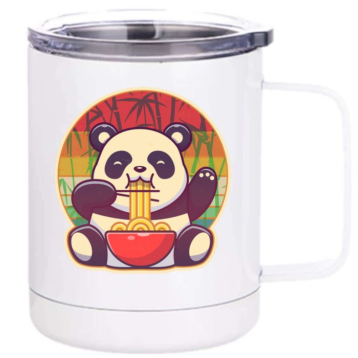 Cute Retro Ramen Noodle Panda Front & Back 12oz Stainless Steel Tumbler Cup