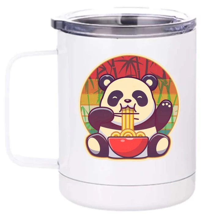 Cute Retro Ramen Noodle Panda Front & Back 12oz Stainless Steel Tumbler Cup