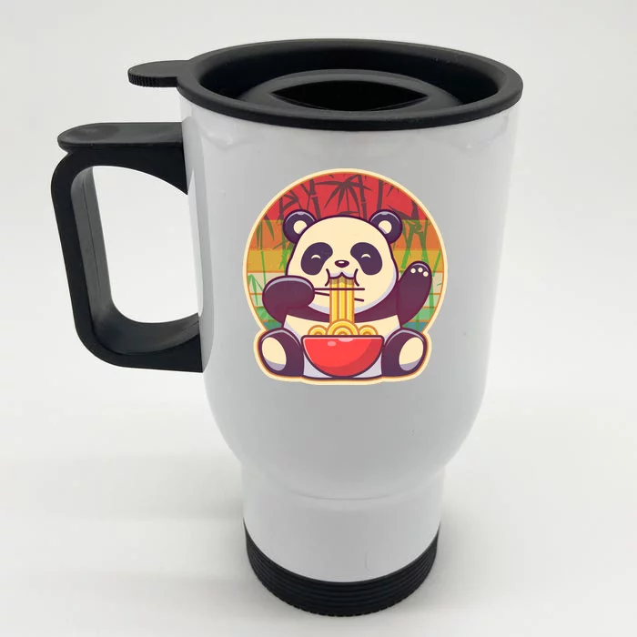 Cute Retro Ramen Noodle Panda Front & Back Stainless Steel Travel Mug