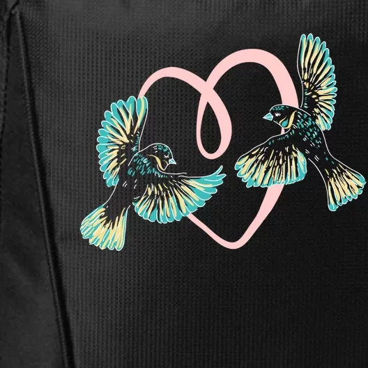 Cute Ribbon Heart Flying Birds City Backpack