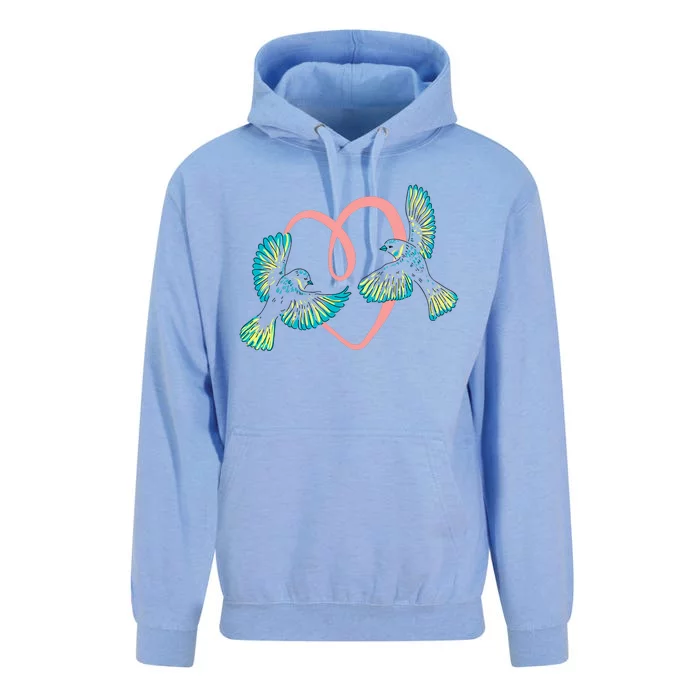 Cute Ribbon Heart Flying Birds Unisex Surf Hoodie