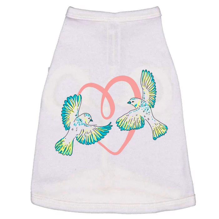 Cute Ribbon Heart Flying Birds Doggie Tank