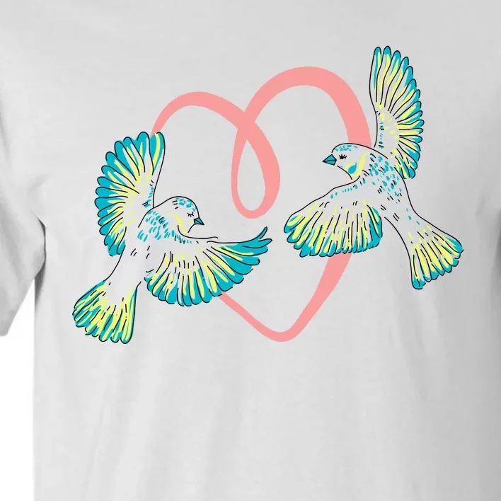 Cute Ribbon Heart Flying Birds Tall T-Shirt