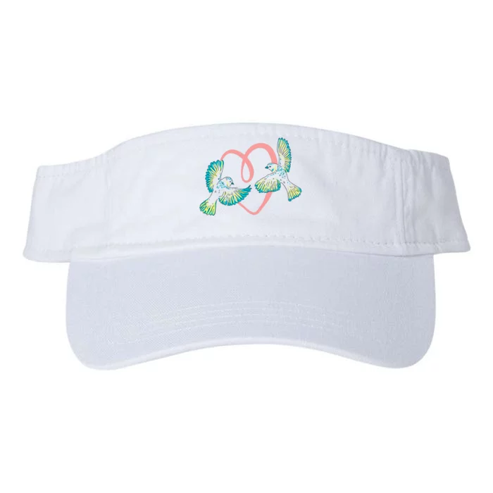 Cute Ribbon Heart Flying Birds Valucap Bio-Washed Visor