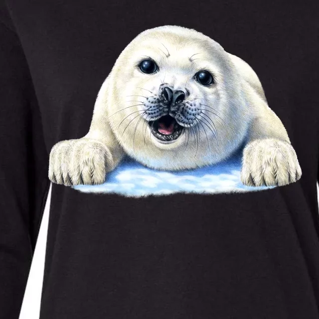 Cute Seal Wildlife Womens Cotton Relaxed Long Sleeve T-Shirt