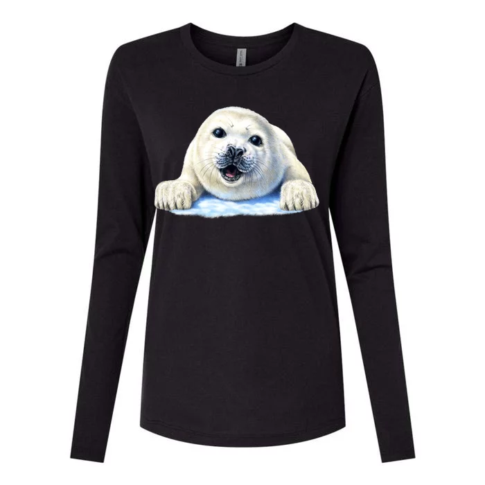 Cute Seal Wildlife Womens Cotton Relaxed Long Sleeve T-Shirt