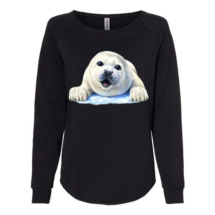 Cute Seal Wildlife Womens California Wash Sweatshirt