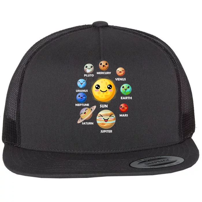 Cute Solar System Emoji Flat Bill Trucker Hat