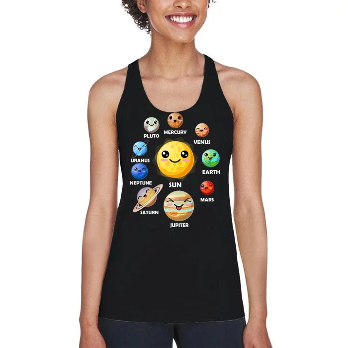 Cute Solar System Emoji Women's Racerback Tank