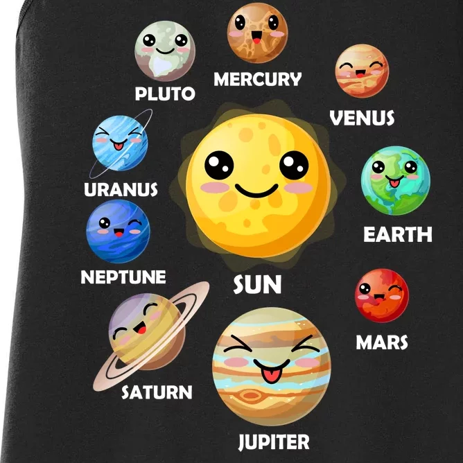 Cute Solar System Emoji Women's Racerback Tank