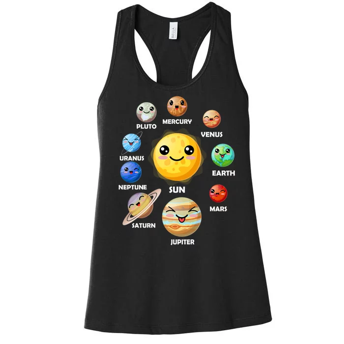 Cute Solar System Emoji Women's Racerback Tank