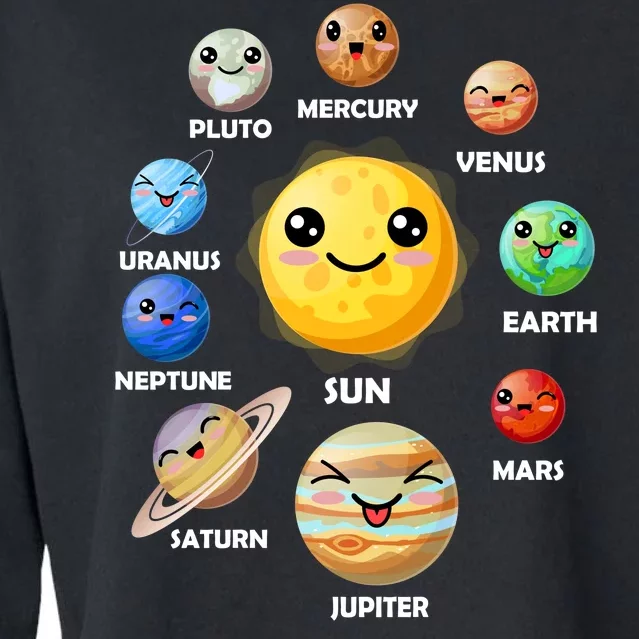 Cute Solar System Emoji Cropped Pullover Crew