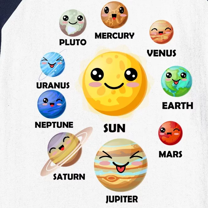 Cute Solar System Emoji Baseball Sleeve Shirt