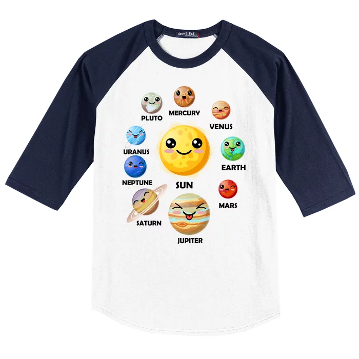 Cute Solar System Emoji Baseball Sleeve Shirt