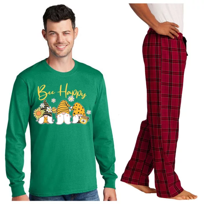 Cute Spring Bee Happy Gnomes Long Sleeve Pajama Set