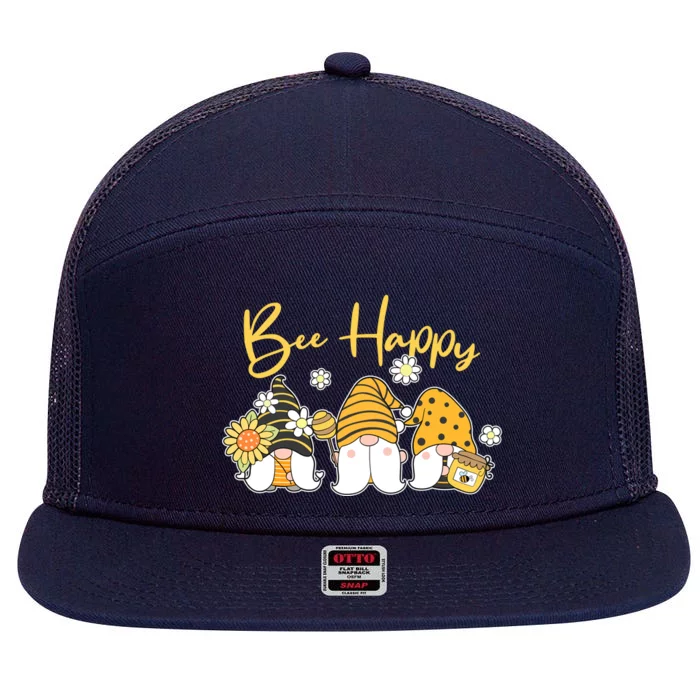 Cute Spring Bee Happy Gnomes 7 Panel Mesh Trucker Snapback Hat