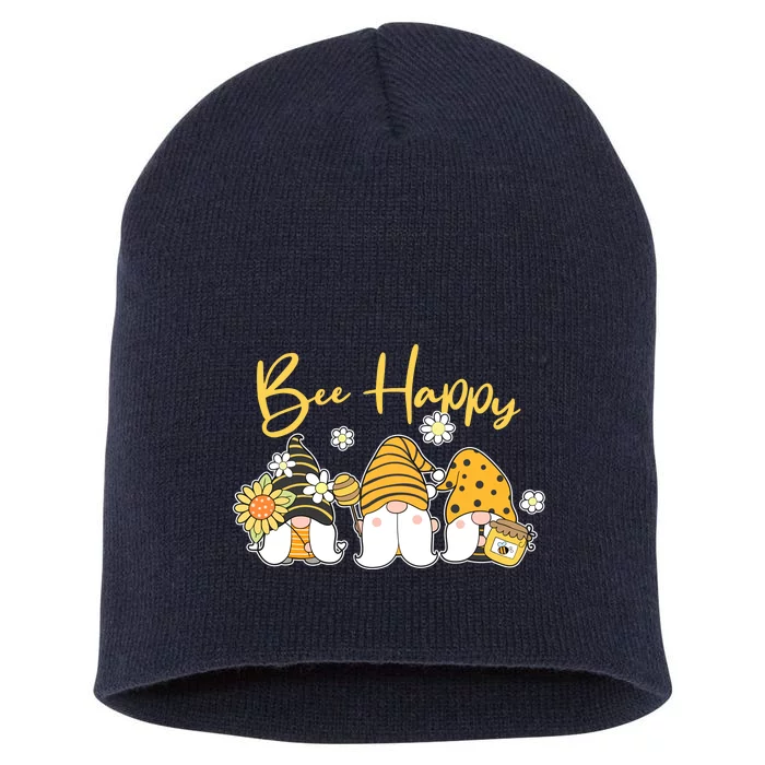 Cute Spring Bee Happy Gnomes Short Acrylic Beanie