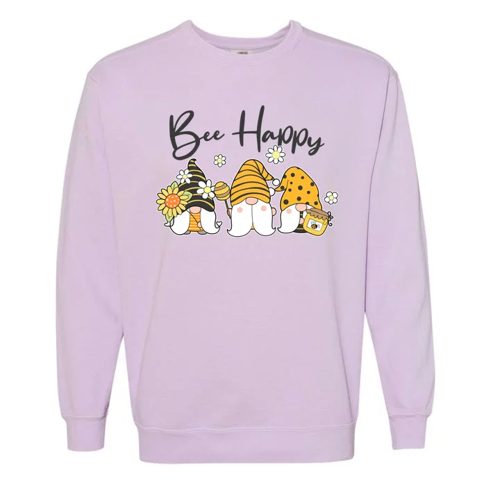 Cute Spring Bee Happy Gnomes Garment-Dyed Sweatshirt