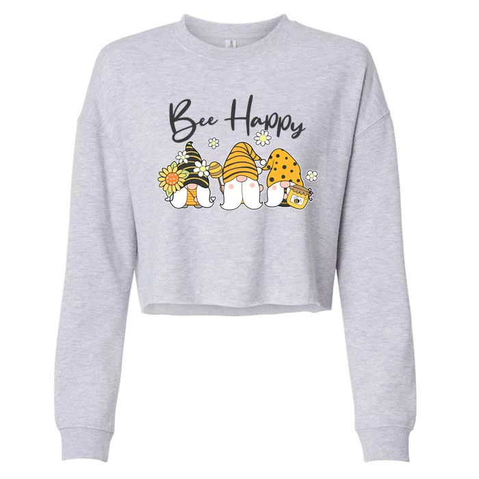 Cute Spring Bee Happy Gnomes Cropped Pullover Crew