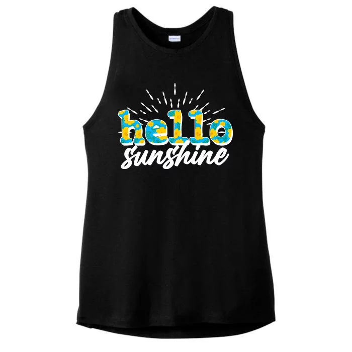 Cute Springy Summery Hello Sunshine Ladies Tri-Blend Wicking Tank