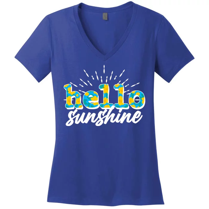 Cute Springy Summery Hello Sunshine Women's V-Neck T-Shirt