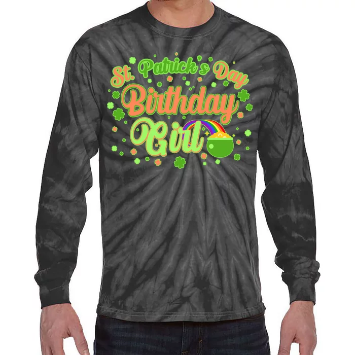 Cute St. Patrick's Day Birthday Girl Tie-Dye Long Sleeve Shirt