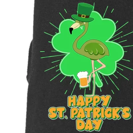 Cute St. Patrick's Day Flamingo With Beer Doggie 3-End Fleece Hoodie