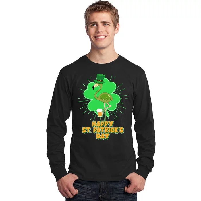 Cute St. Patrick's Day Flamingo With Beer Tall Long Sleeve T-Shirt