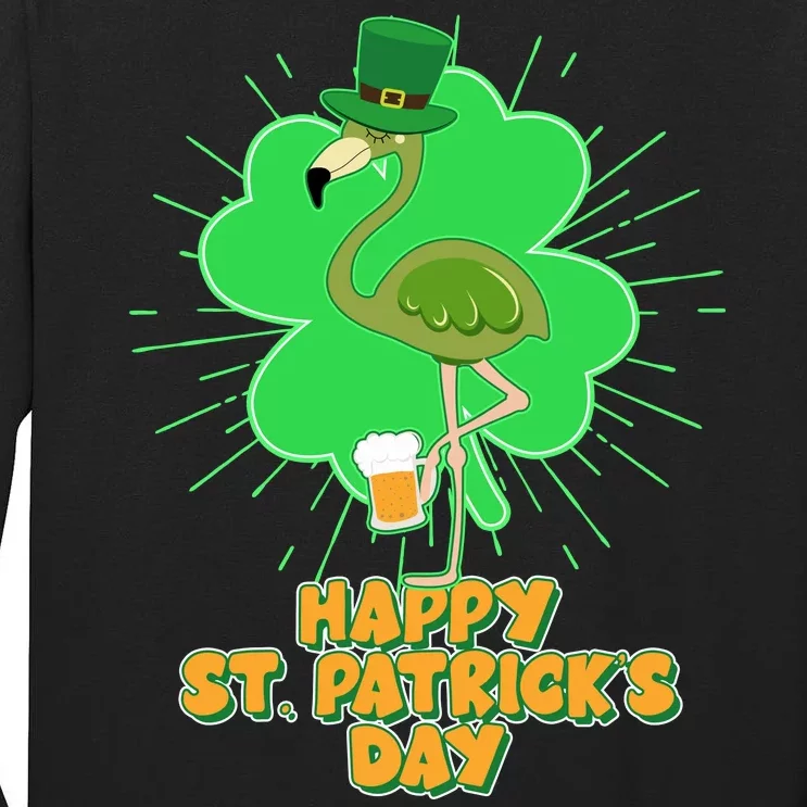 Cute St. Patrick's Day Flamingo With Beer Tall Long Sleeve T-Shirt