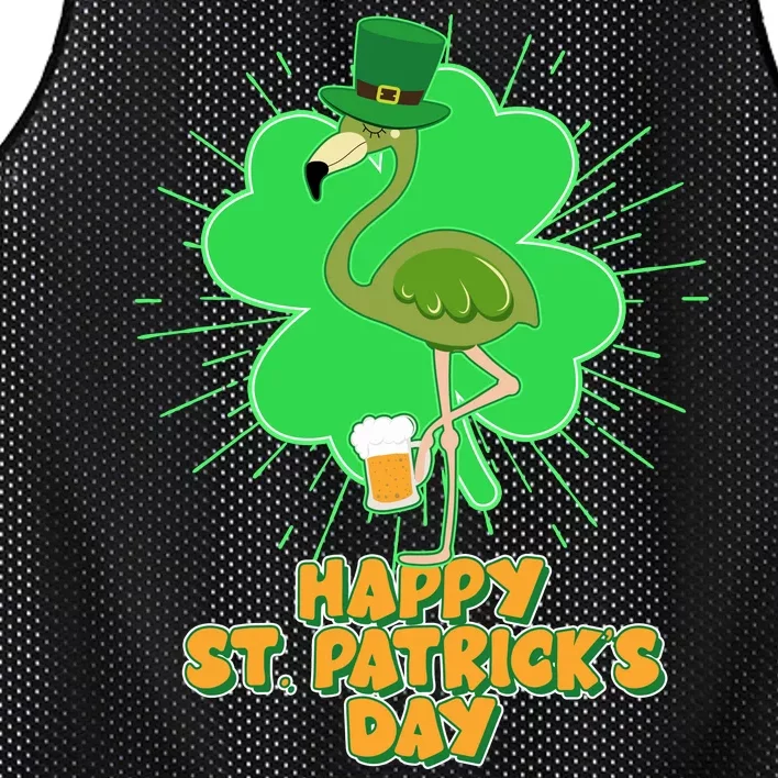 Cute St. Patrick's Day Flamingo With Beer Mesh Reversible Basketball Jersey Tank