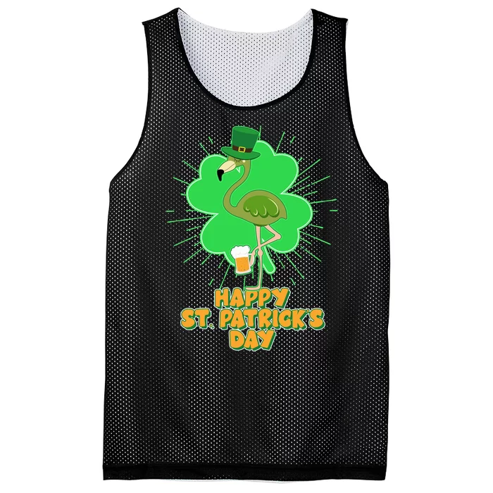 Cute St. Patrick's Day Flamingo With Beer Mesh Reversible Basketball Jersey Tank