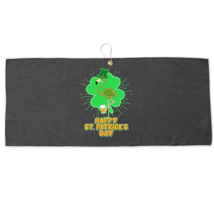 Cute St. Patrick's Day Flamingo With Beer Large Microfiber Waffle Golf Towel