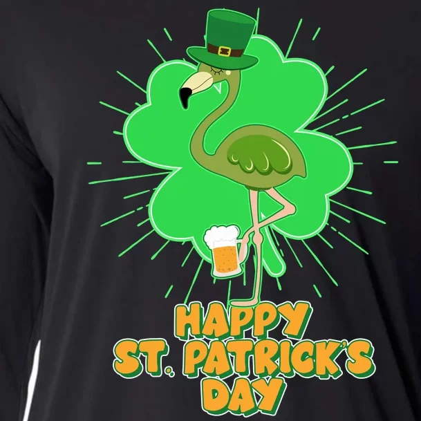 Cute St. Patrick's Day Flamingo With Beer Cooling Performance Long Sleeve Crew