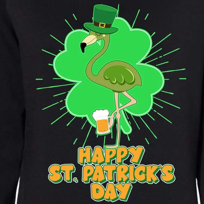 Cute St. Patrick's Day Flamingo With Beer Womens California Wash Sweatshirt