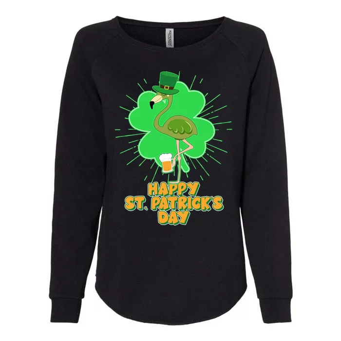 Cute St. Patrick's Day Flamingo With Beer Womens California Wash Sweatshirt