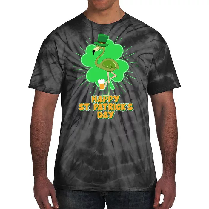 Cute St. Patrick's Day Flamingo With Beer Tie-Dye T-Shirt