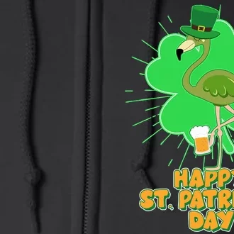 Cute St. Patrick's Day Flamingo With Beer Full Zip Hoodie