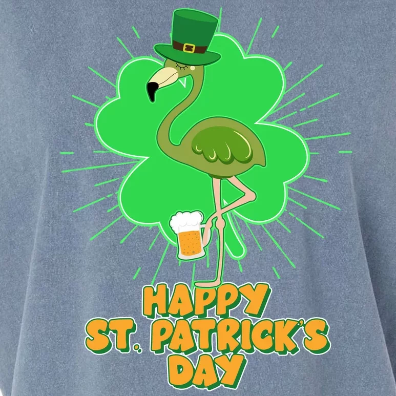 Cute St. Patrick's Day Flamingo With Beer Garment-Dyed Women's Muscle Tee