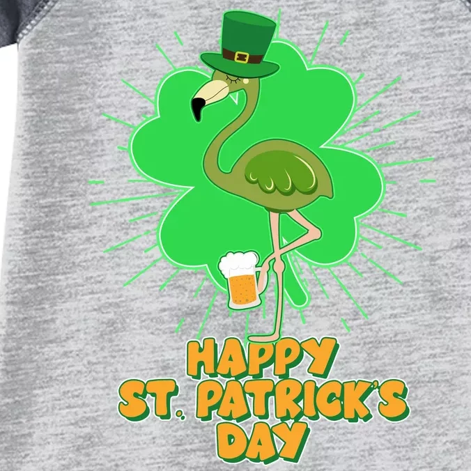 Cute St. Patrick's Day Flamingo With Beer Infant Baby Jersey Bodysuit